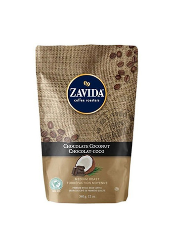 Cafea boabe Zavida Chocolate Coconut cu aroma de ciocolata si cocos, 340g 