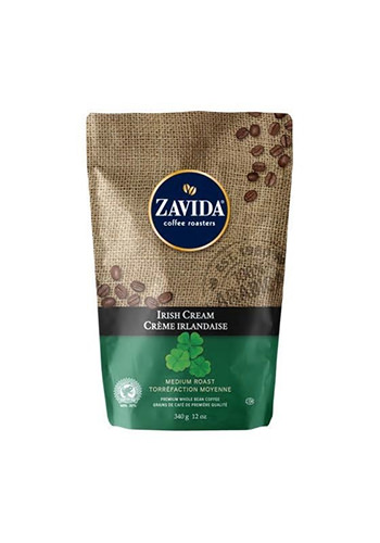 Cafea boabe Zavida Irish Cream cu aroma de crema de whisky, 340g 