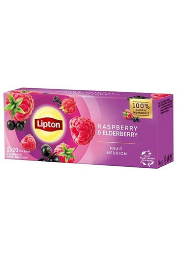 Ceai infuzie Lipton din zmeura si soc, 20 plicuri 