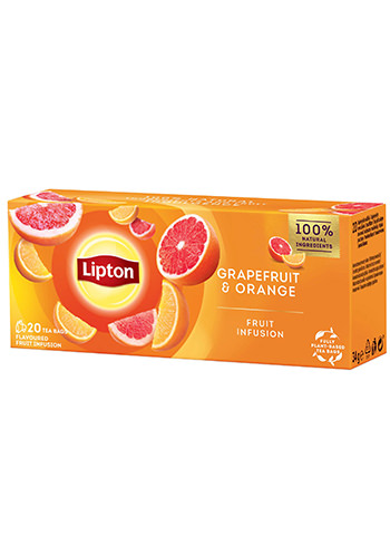 Ceai infuzie Lipton din grapfruit si portocala, 20 plicuri 