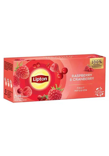 Ceai infuzie Lipton din zmeura si merisoare, 20 plicuri 