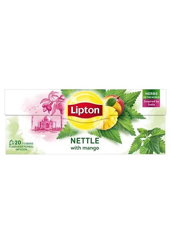 Ceai verde Lipton cu aroma de mango si urzica, 20 plicuri 