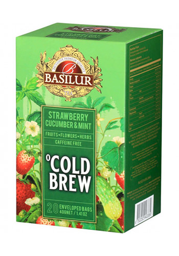 Ceai rece Basilur Brew Capsuni, Castraveti si Menta, 20 plicuri